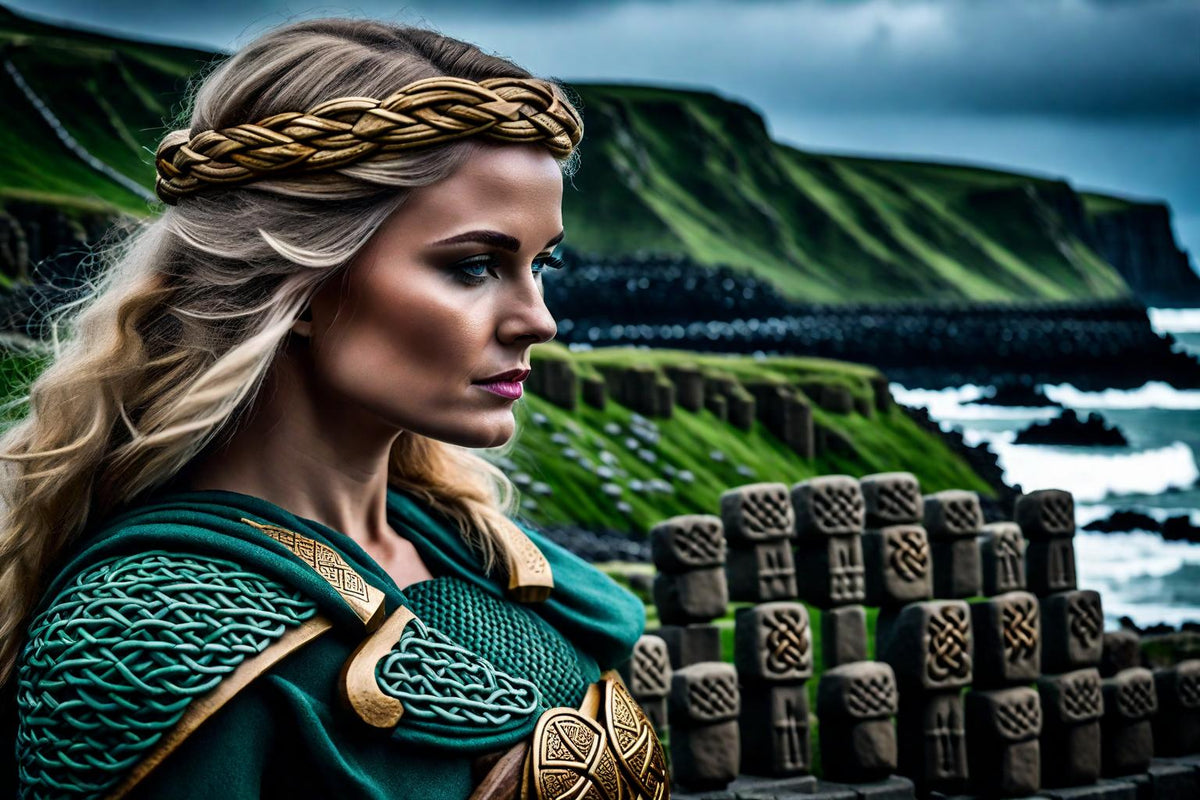 A silver-haired figure stands before dark cliffs in a patterned green cloak.