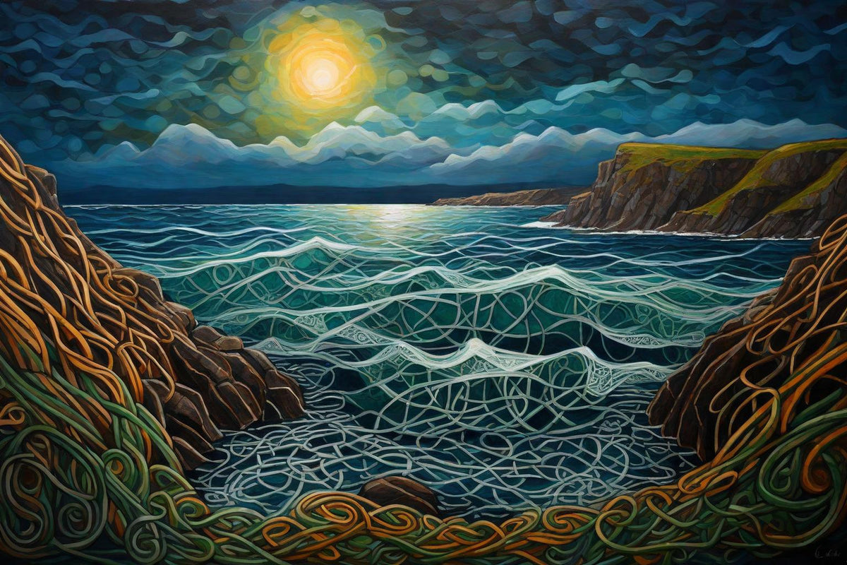 Moonlit Atlantic shown in a black frame