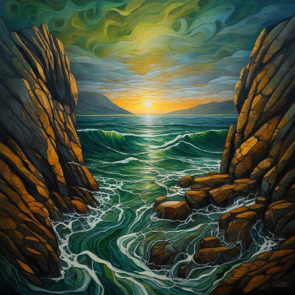 Between Two Shores shown in a black frame