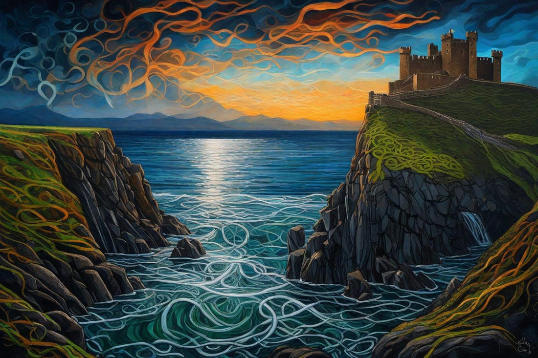 Castle above the Tide shown at A4 scale in a room