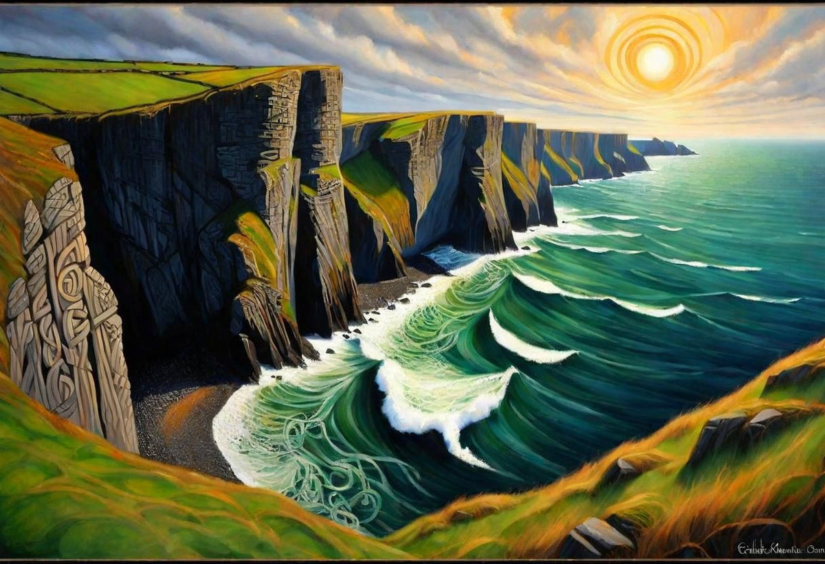 Cliffs into Light shown in a black frame