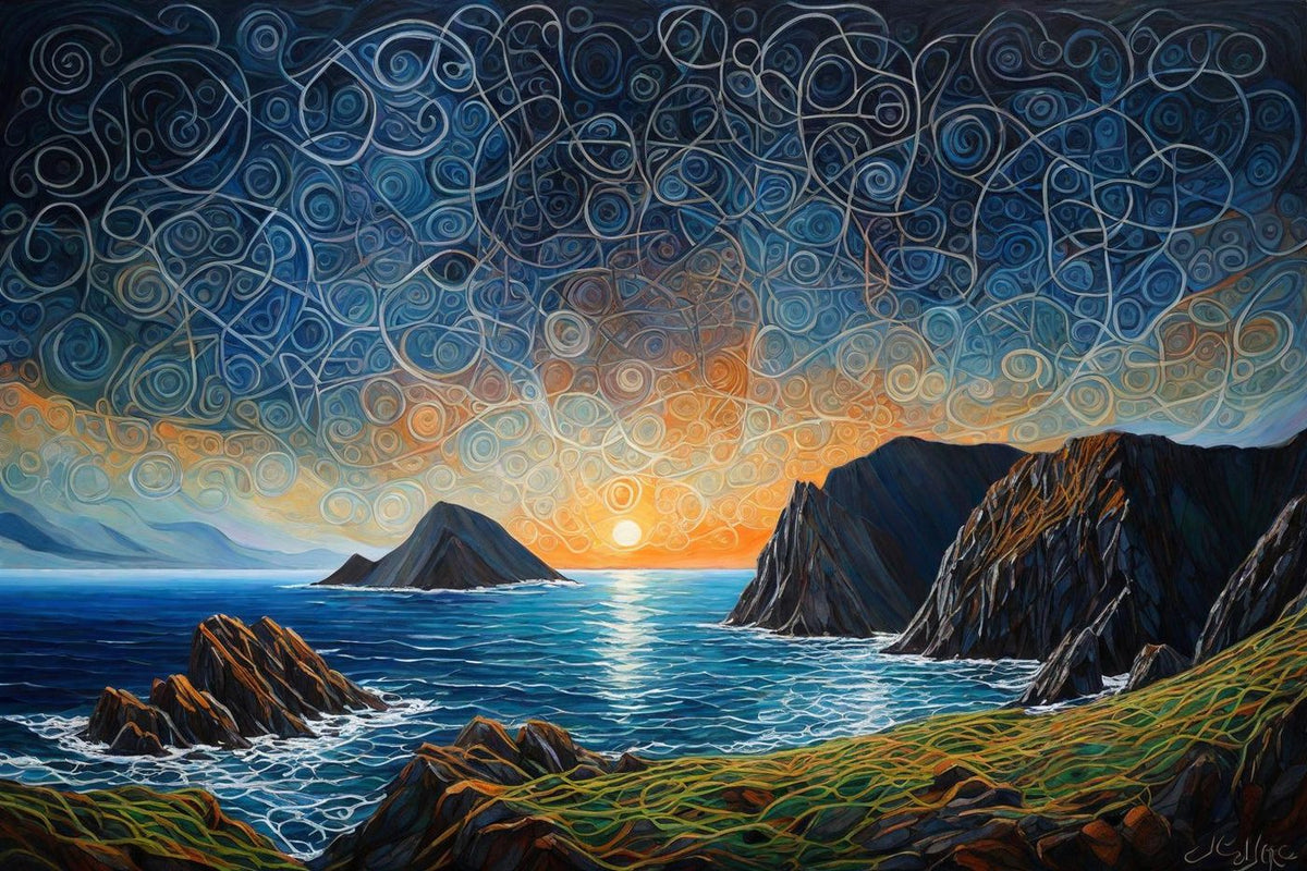 Dawn beyond the Rocks shown in a black frame