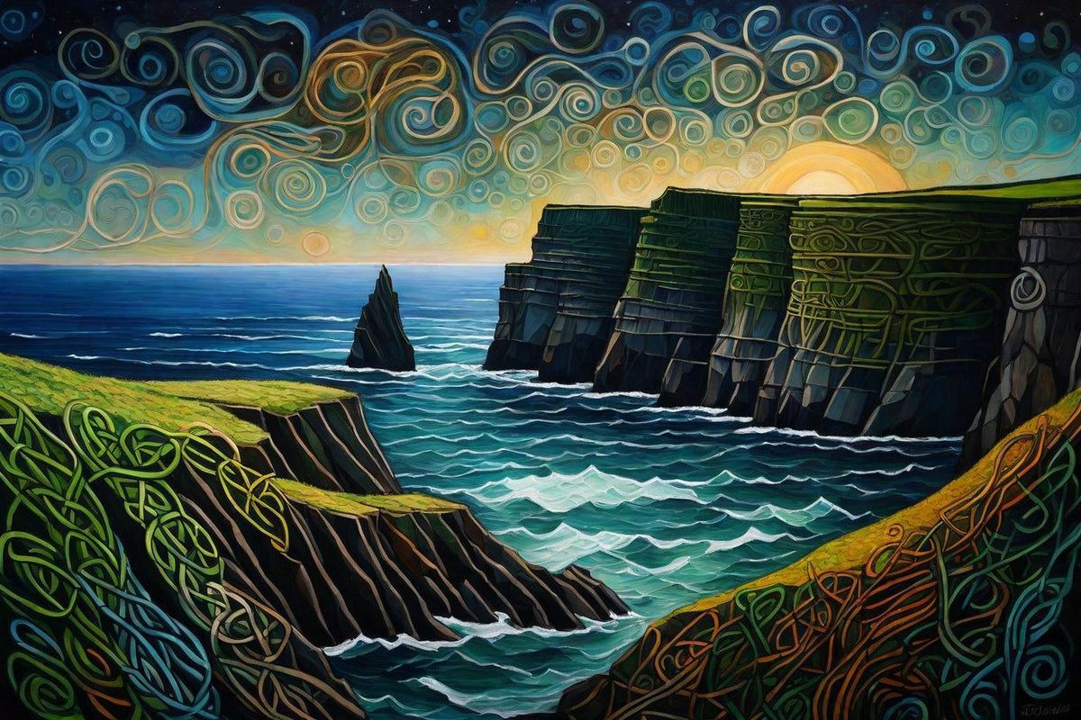 Sea Stacks Under the Moon shown in a black frame