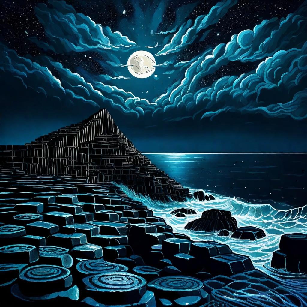 The Midnight Causeway shown at A4 scale in a room