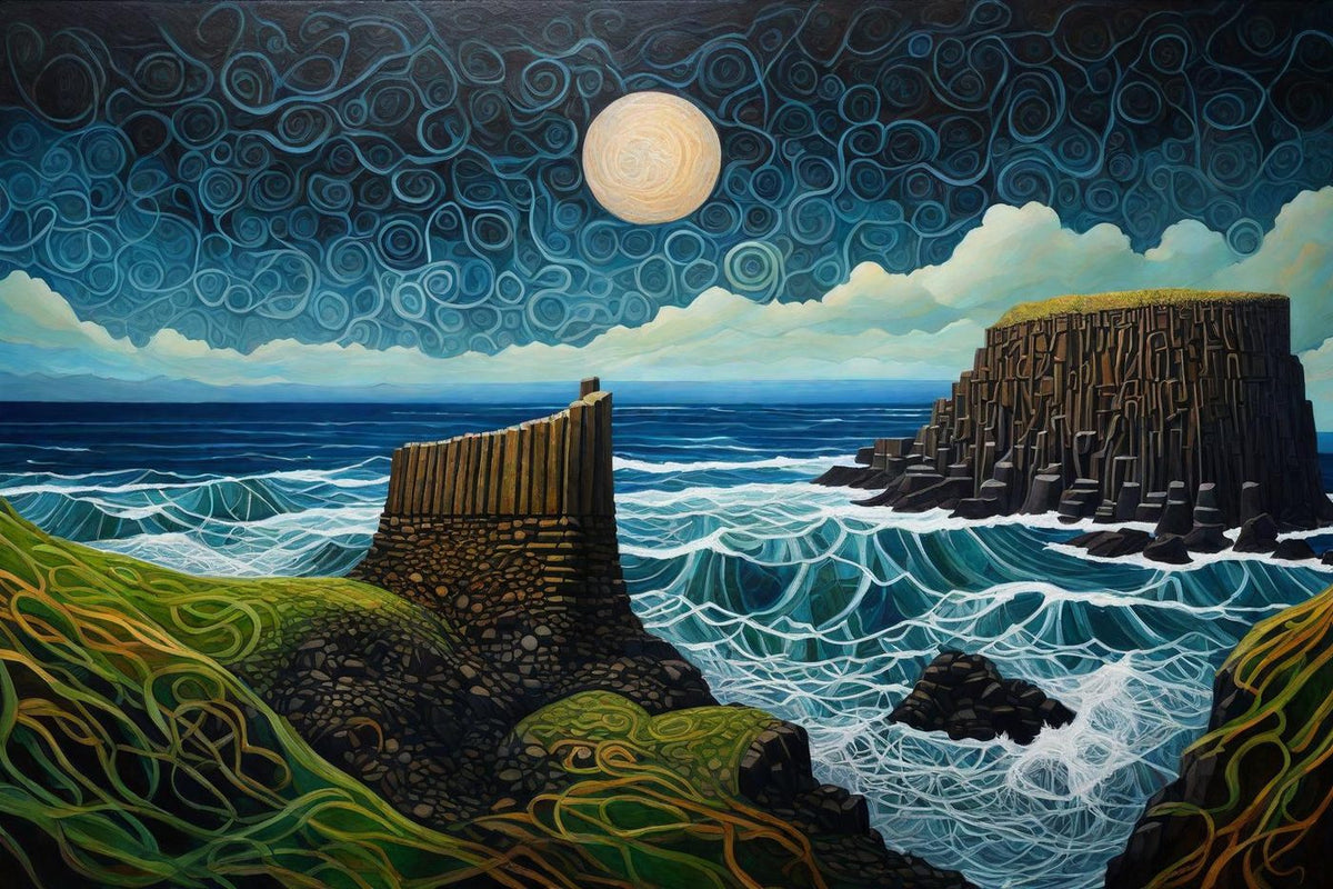 The Moonlit Wall shown in a black frame