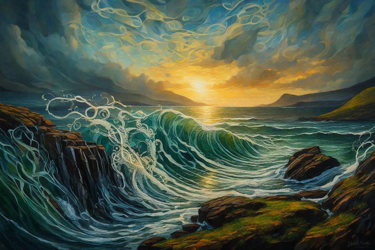 The Returning Tide shown in a black frame