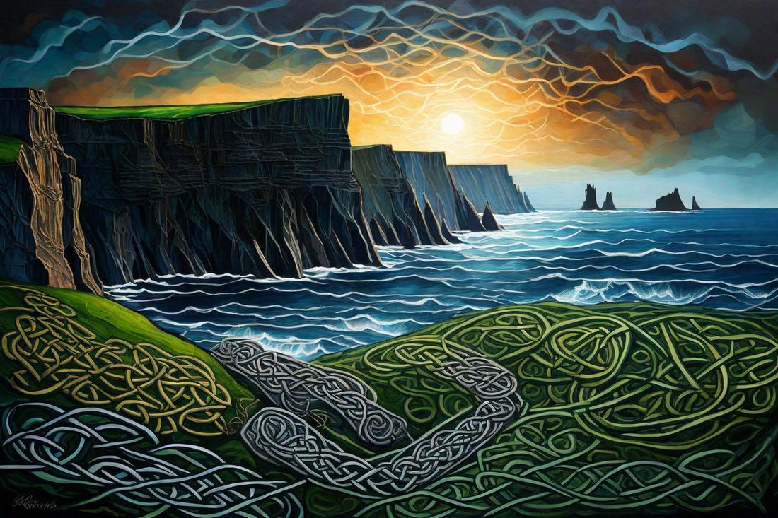 The Woven Headland shown at A4 scale in a room
