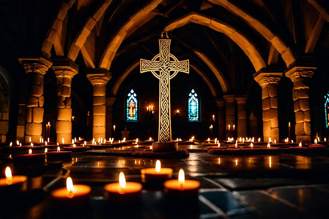 The Golden Cross shown at A4 scale in a room