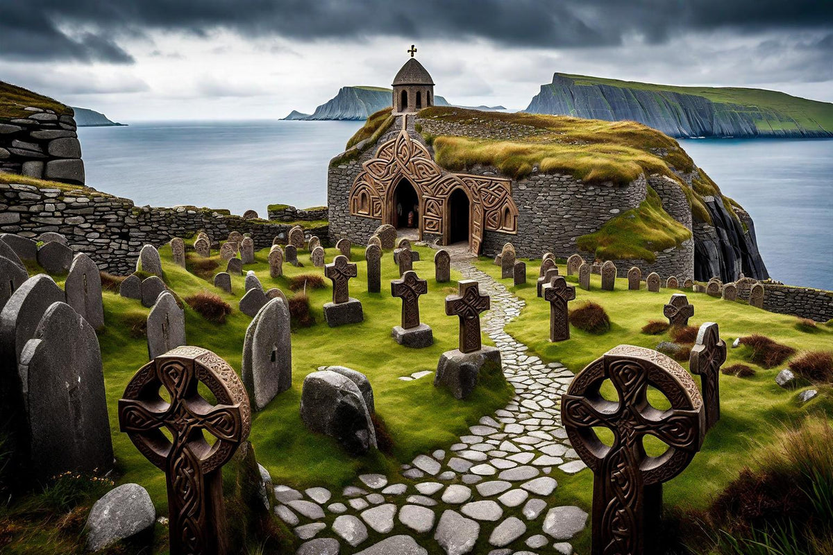 The Island Chapel shown in a black frame